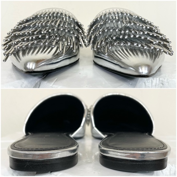 Calvin Klein Addie Metallic Silver Fringe Mule Slide - Picture 7 of 15